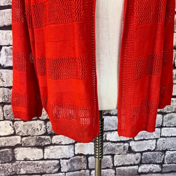Charter Club Red 3/4 Sleeve Cardigan Sweater Size XL - Picture 3 of 9